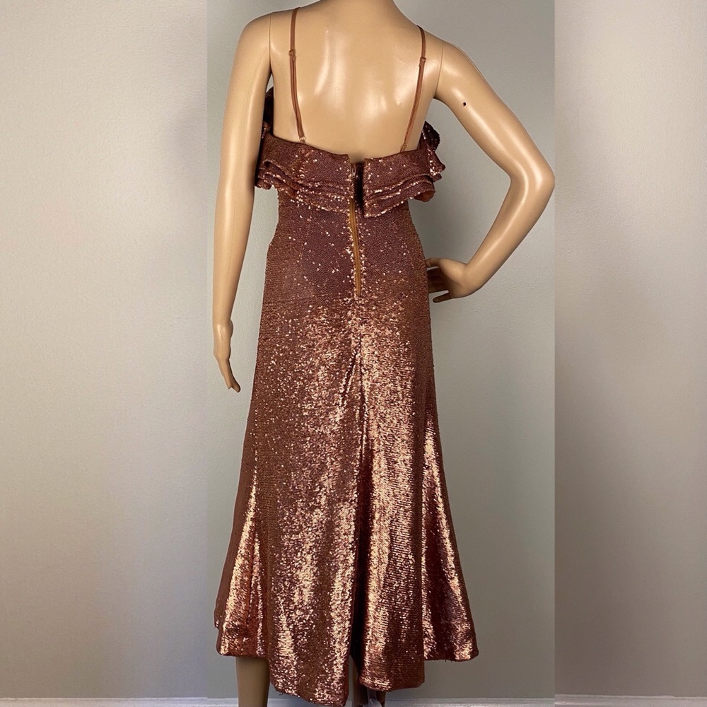 NEW C/MEO COLLECTIVE SEQUIN RUFFLE MIDI DRESS - Picture 7 of 9
